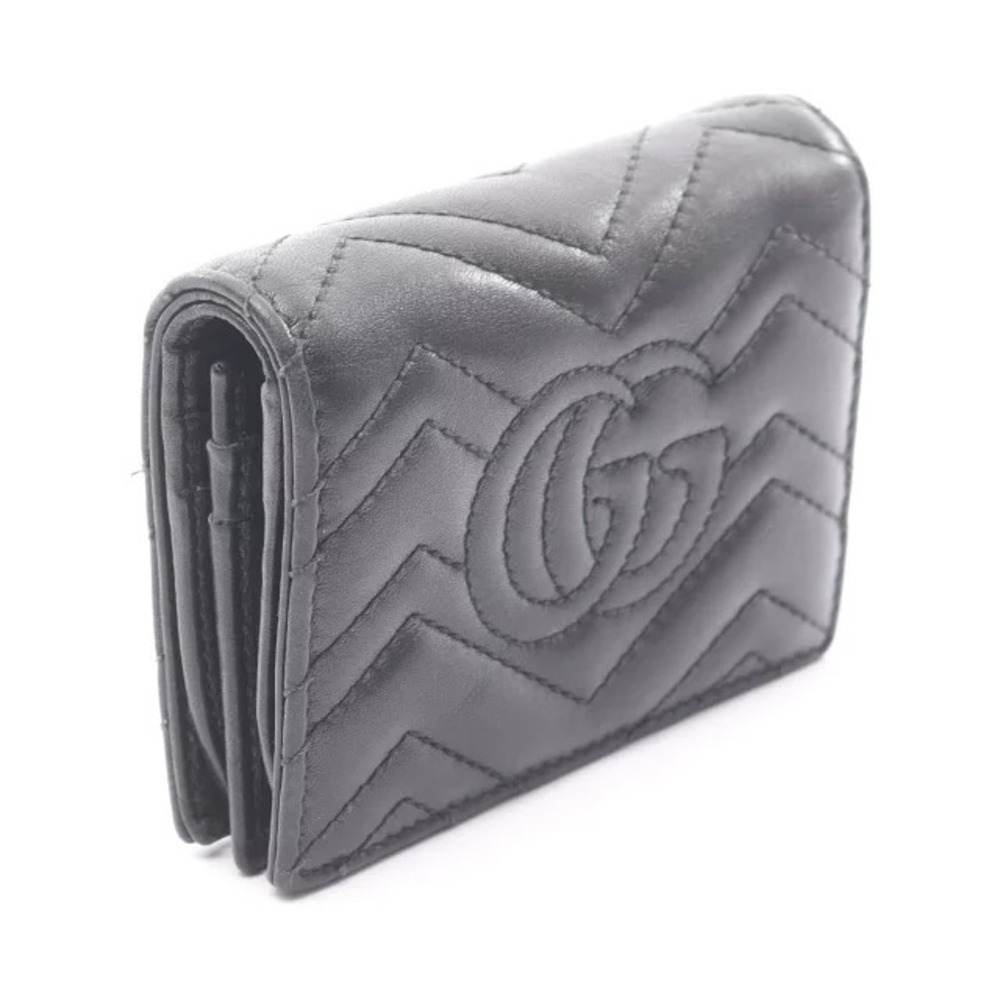 Gucci Bi fold GG Black Marmont Wallet Leather